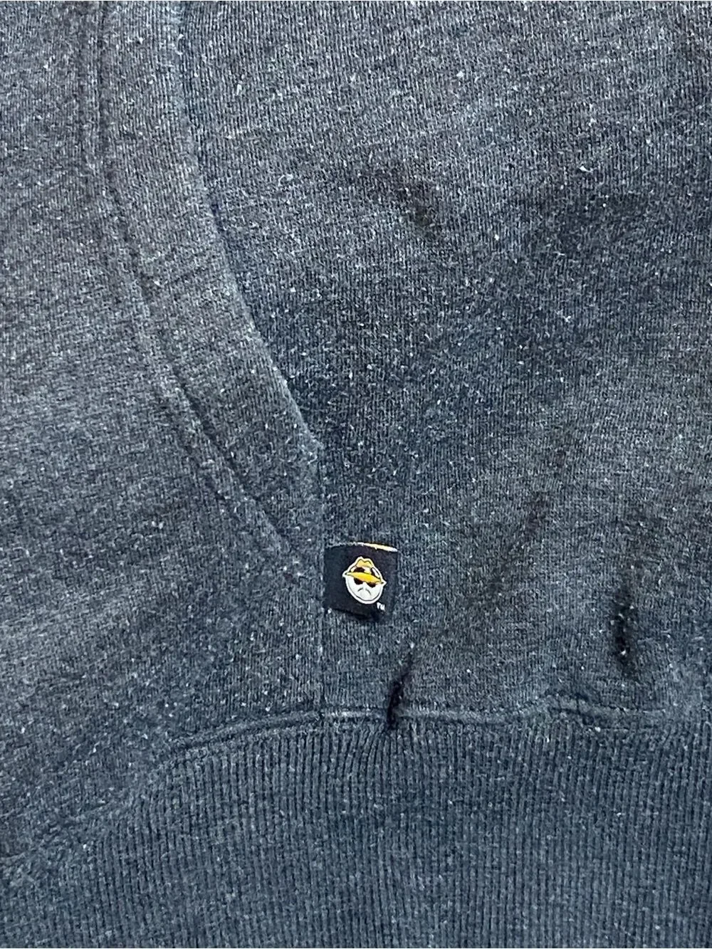 Vintage Charcoal and Black Two-Tone Hooded Pullover with Logo